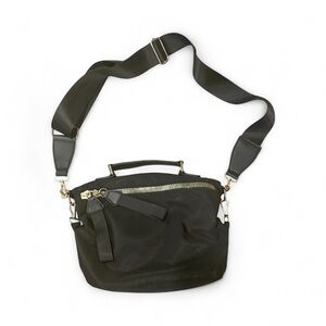 Black Crossbody Bag with Gold Accents/nylon